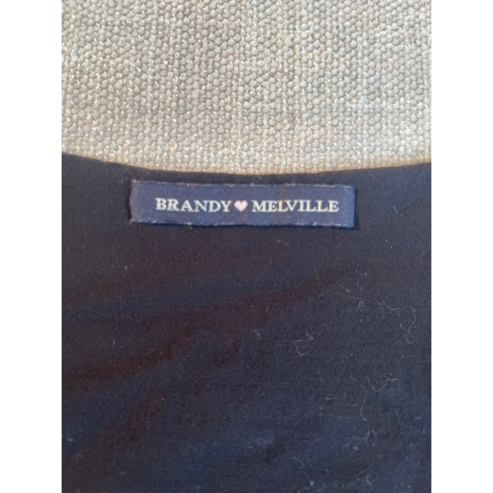 Brandy Melville Black Polka Dot Ruched V-Neck Short Sleeve Top One Size - Picture 4 of 6